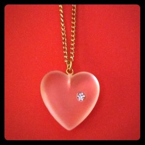 Gold Plated Necklace w/ Smoked Glass Heart Pendant
